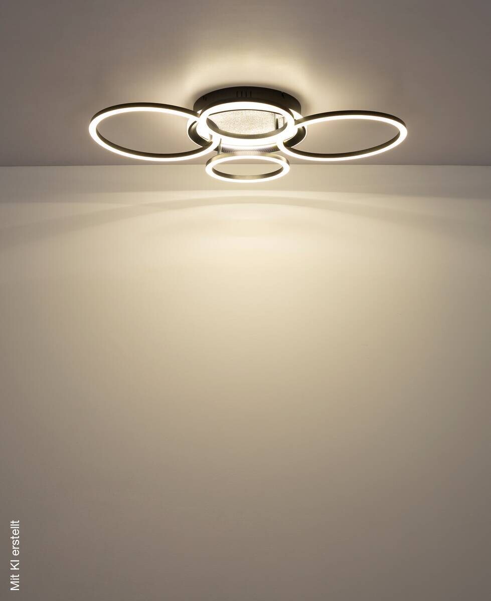 GLOBO LED-Deckenleuchte Alvis schwarz silber Metall Kunststoff B/H/T: ca. 72,2x10x51,7 cm