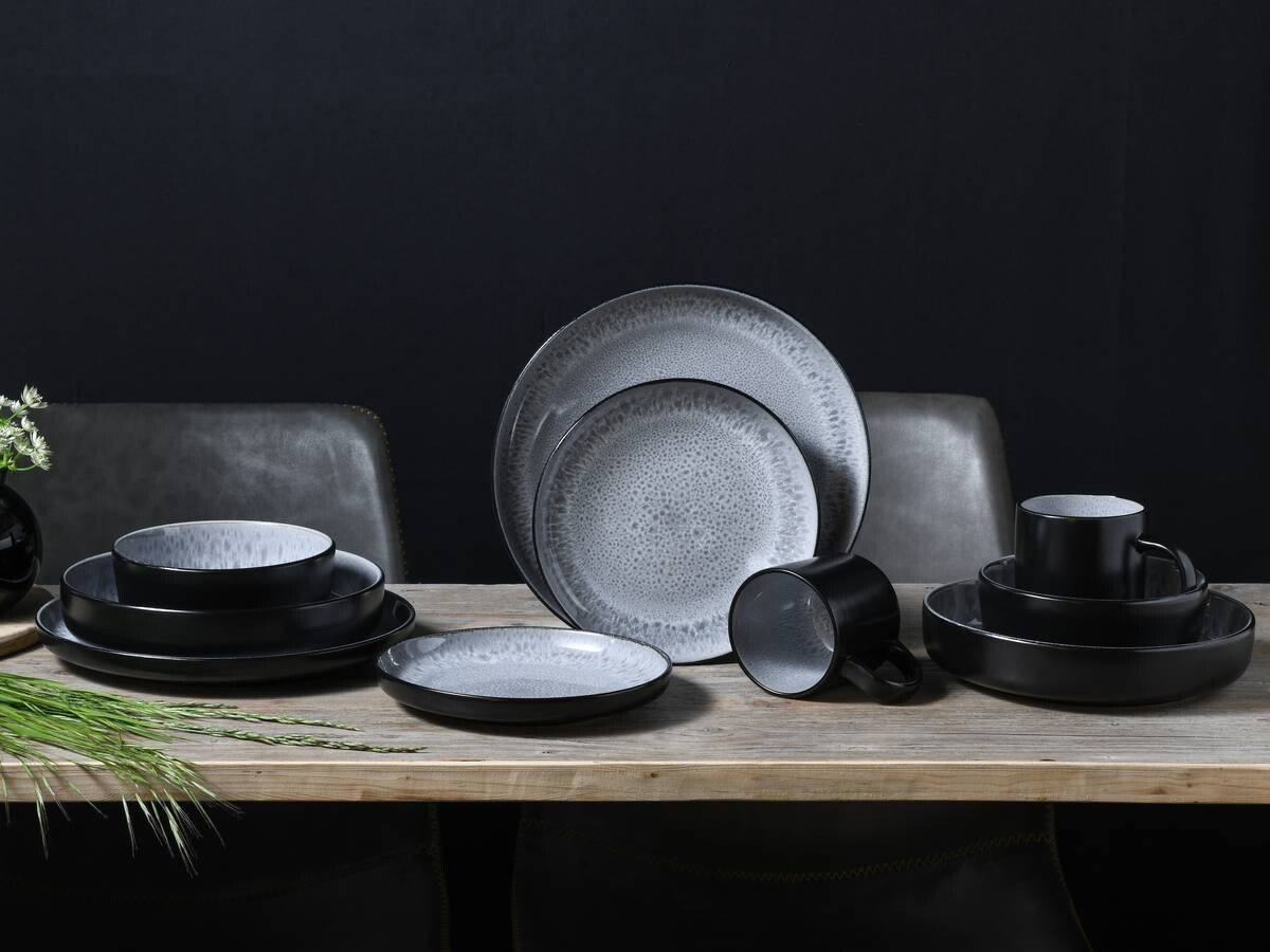CreaTable Kombiservice Nordic Fjord grau Steinzeug 10 tlg.