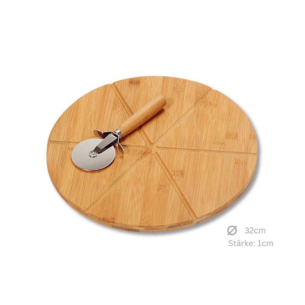 Kesper Pizzateller braun Bambus B/H/L: ca. 32x32x4 cm
