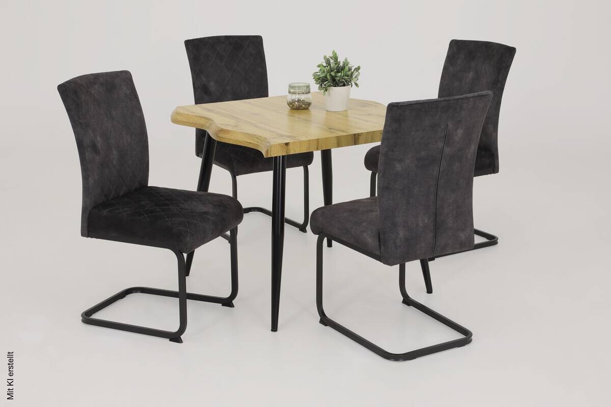 Schwingstuhl Rachel I, 4er-Set anthrazit Microfaser B/H/T: ca. 46x96x60 cm