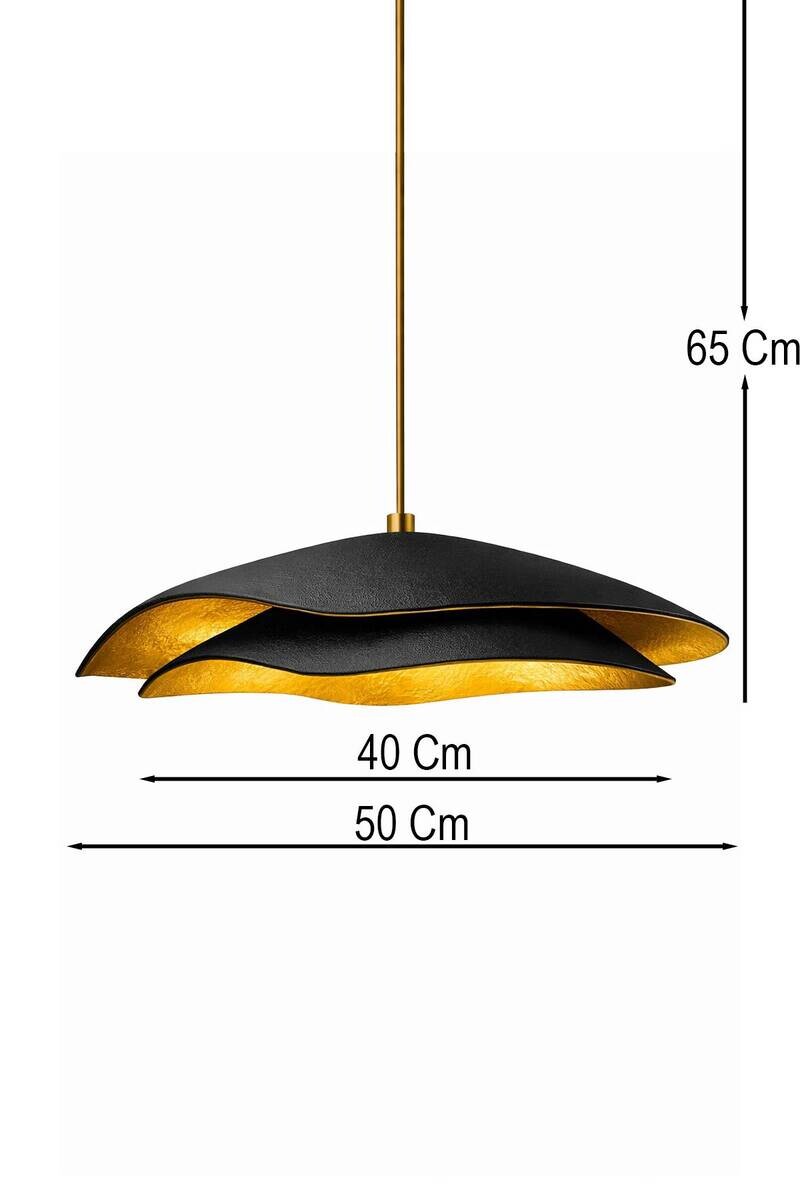 Pendelleuchte gold schwarz Beton B/H/L/D: ca. 50x65x50x50 cm E27 1 Brennstellen
