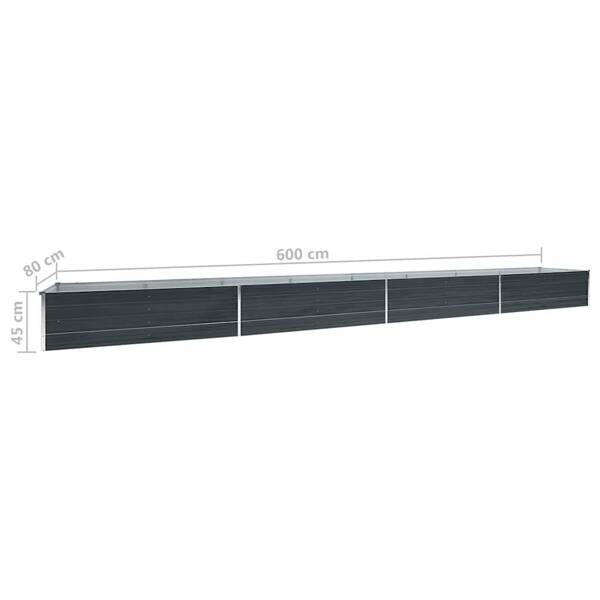 Garten-Hochbeet anthrazit Stahl B/H/L: ca. 80x45x600 cm