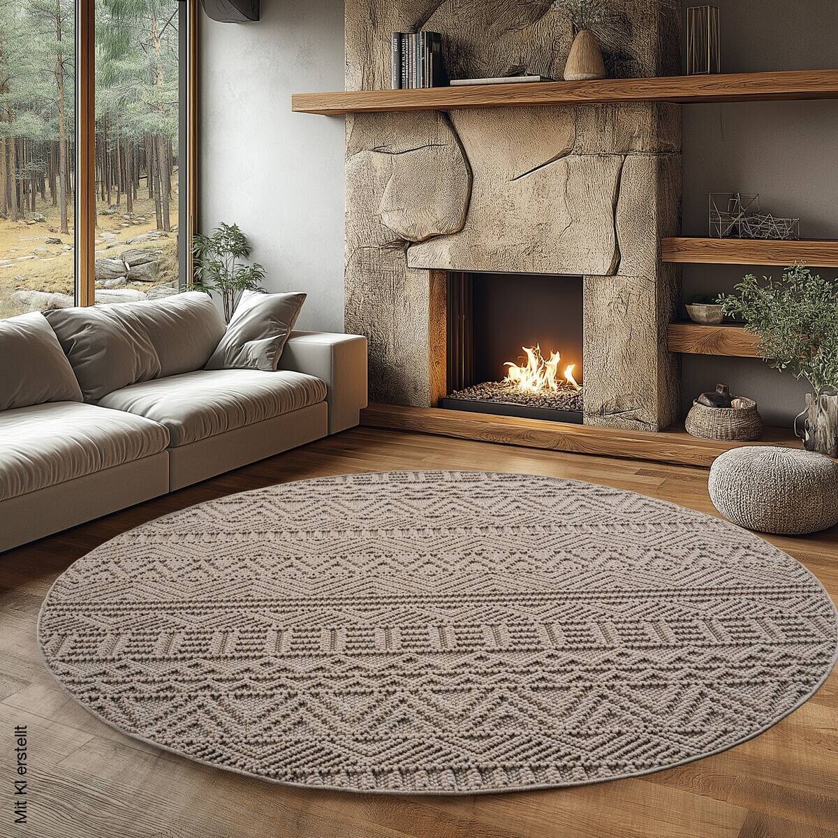Ayyildiz Kurzflorteppich HELIX beige B/H/L: ca. 200x0,7x200 cm