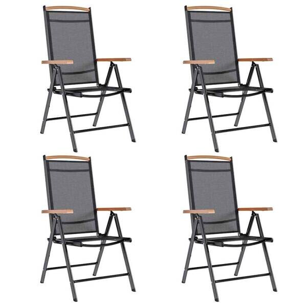 vidaXL Klappstuhl schwarz Textilene B/H/L: ca. 65x109x58 cm