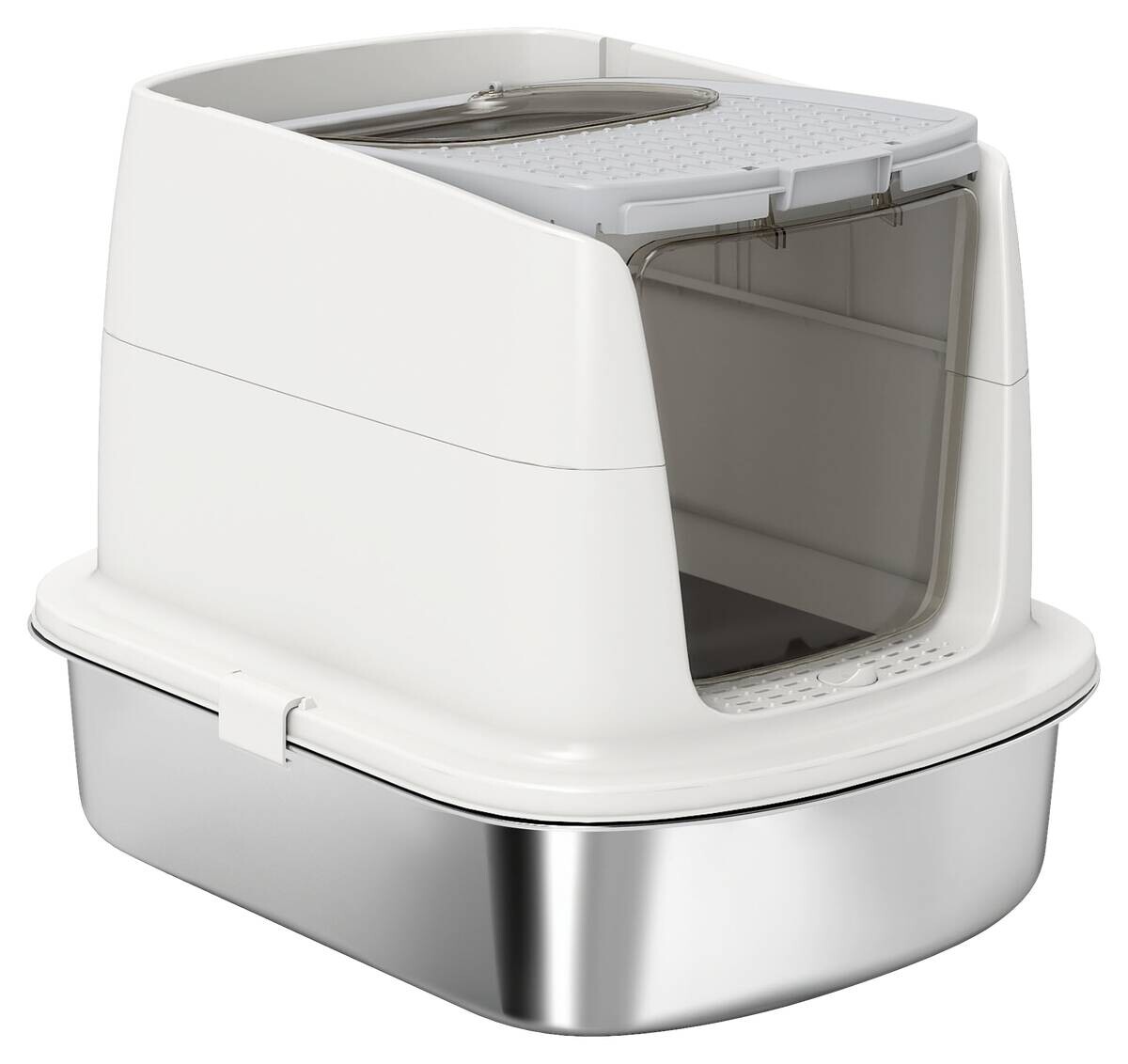 PawHut Katzentoilette weiß Kunststoff B/H/L: ca. 41,3x39,8x52,4 cm