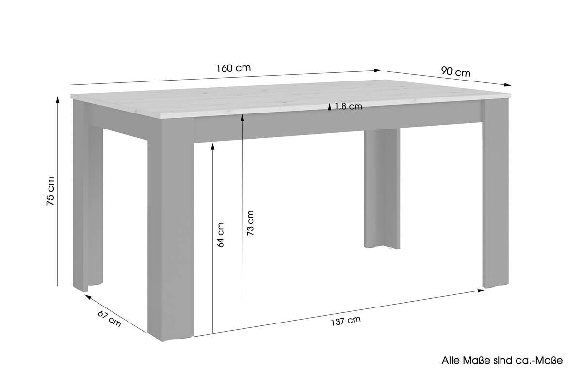 Esstisch NORI B/H/T: ca. 160x90x75 cm