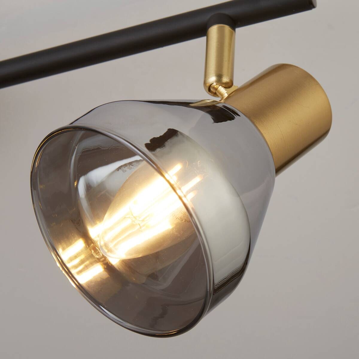 Searchlight Strahler Westminster messing schwarz Stahl Glas B/H/L: ca. 19x19,5x59 cm E14 3 Brennstellen