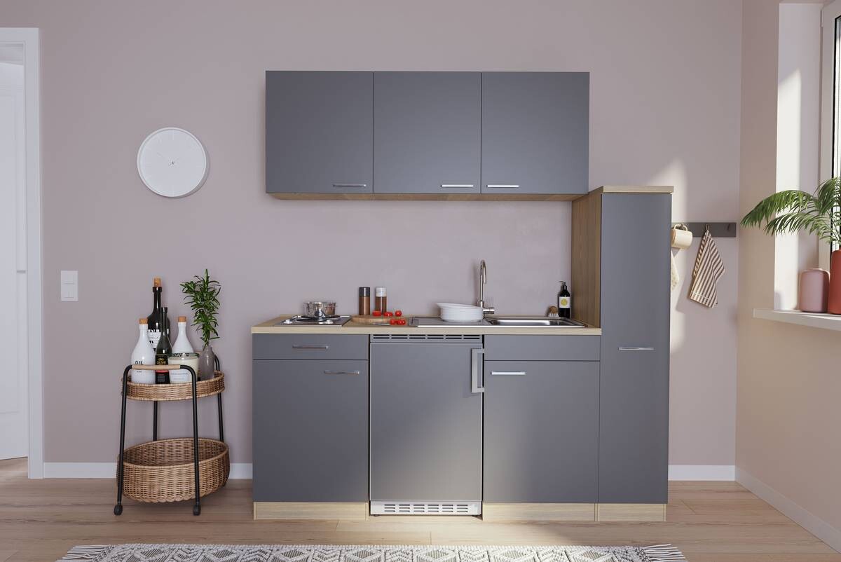 Respekta Küchenblock Economy grau matt B/H/T: ca. 180x200x60 cm