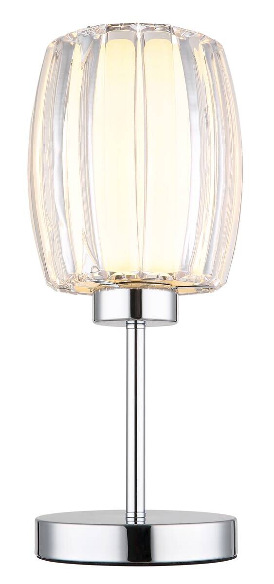 GLOBO Tischleuchte Chrom Opal schwarz Glas Metall Textil H/D: ca. 40x18 cm E27 1 Brennstellen