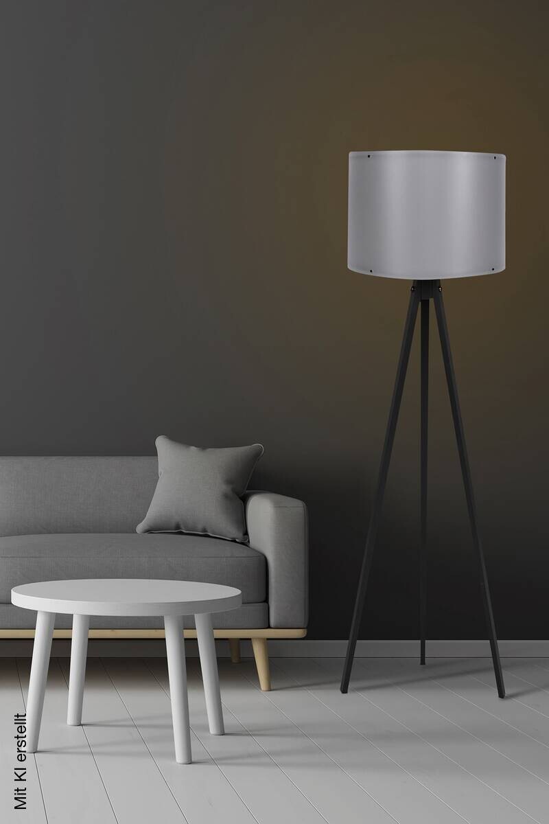 Opviq Stehlampe grau schwarz MDF Polypropylen B/H/L: ca. 38x145x38 cm E27 1 Brennstellen
