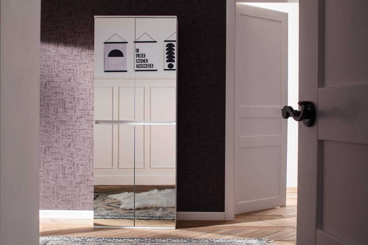 Garderobenschrank Mirror weiß B/H/T: ca. 74x191x34 cm