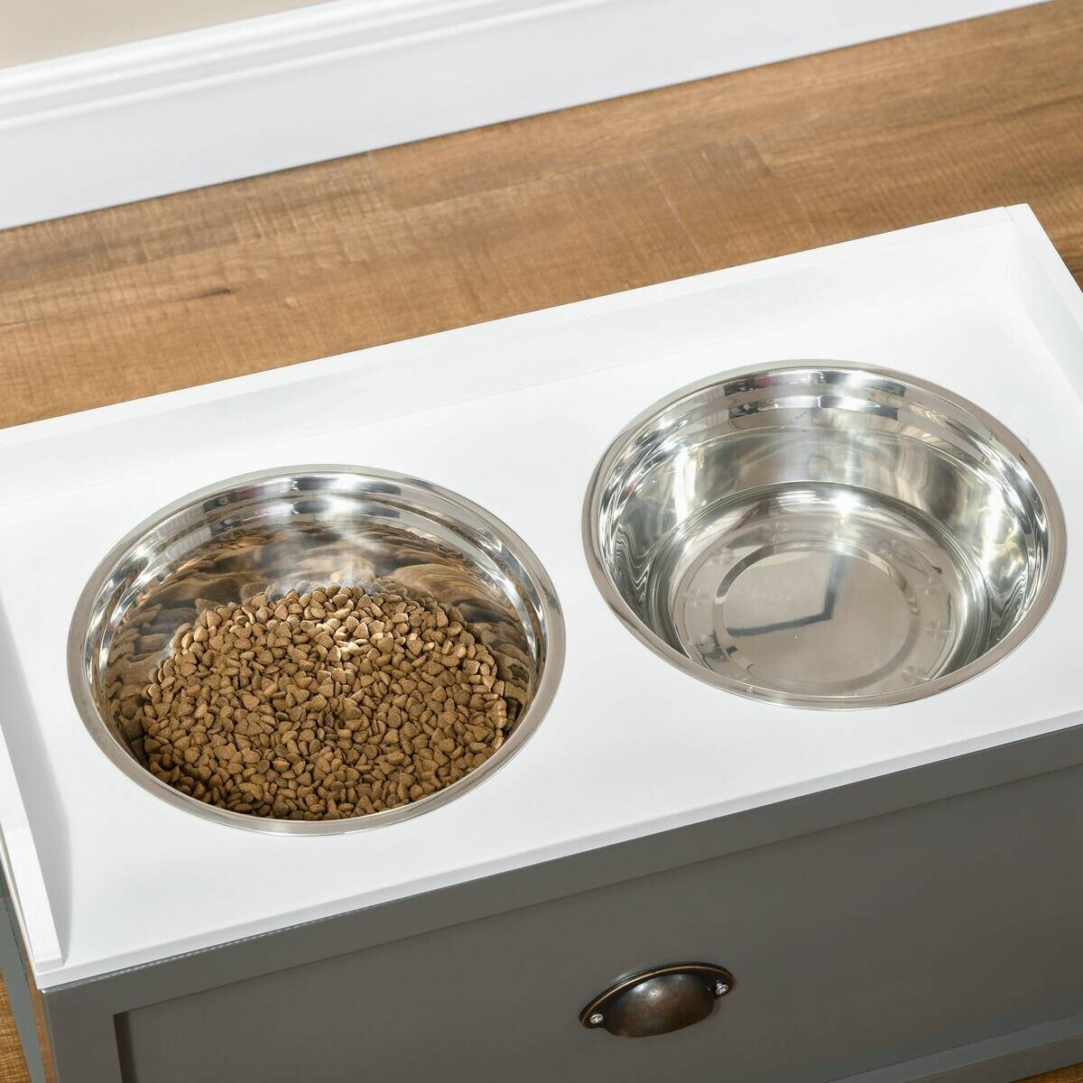 PawHut Hundenapf grau MDF B/H/L: ca. 30x36x60 cm