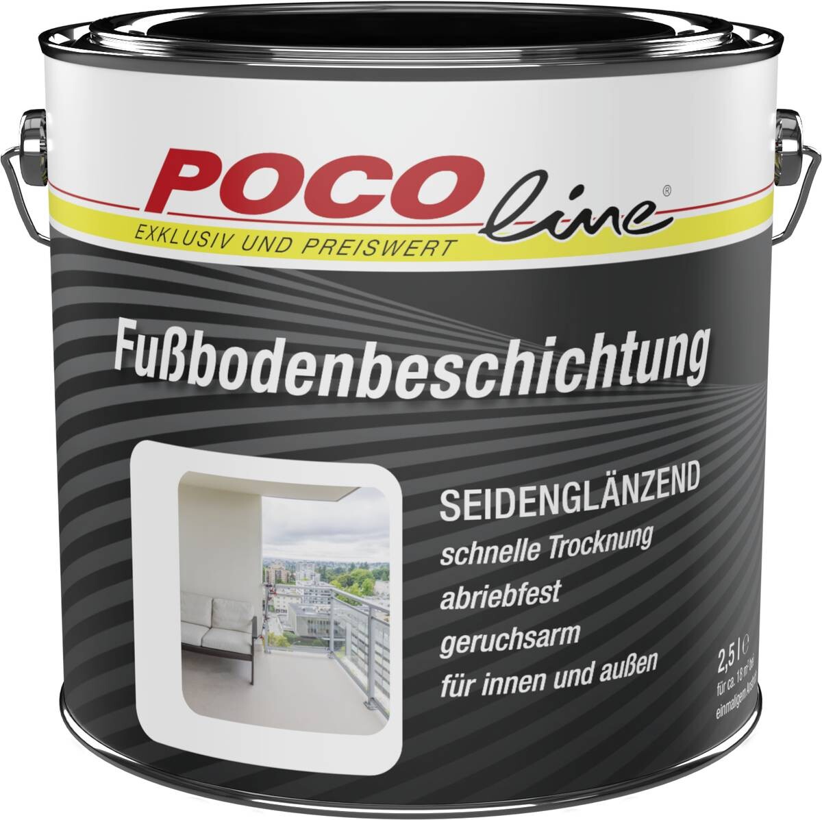 POCOline Fußbodenbeschichtung Silbergrau seidenglänzend ca. 2,5 l