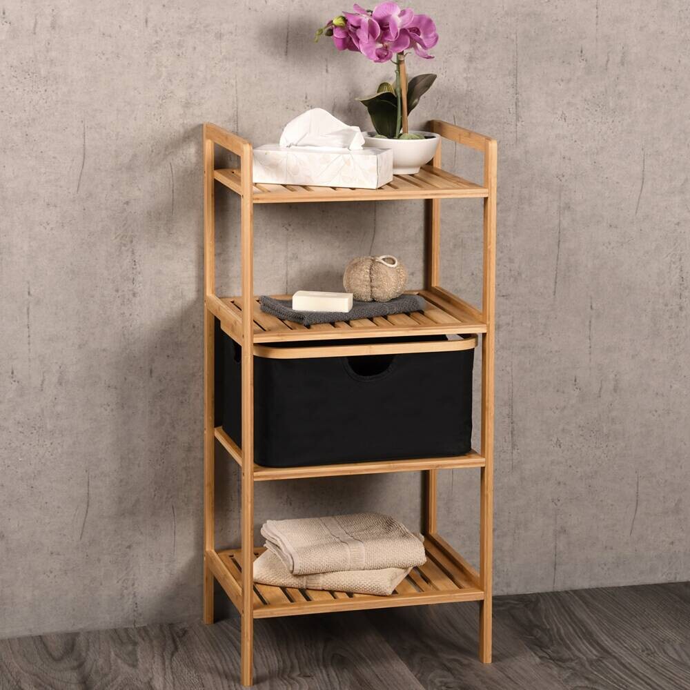 Regal schwarz Polyester B/H/L: ca. 33x93,5x44 cm