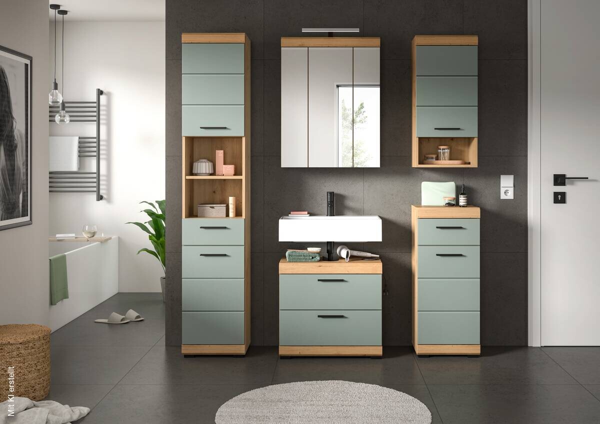 Badezimmer-Set Scout Eiche Artisan Nachbildung salbei Nachbildung B/H/T: ca. 164x191x37 cm