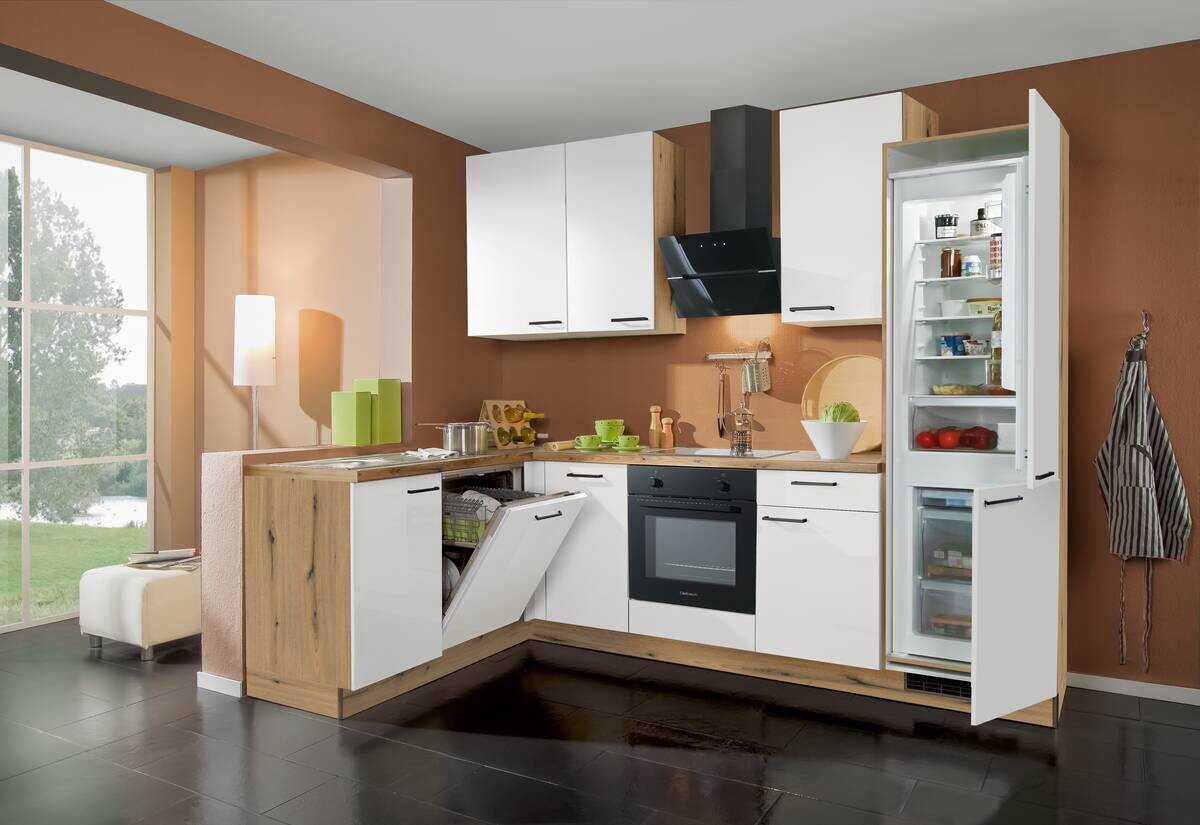 Express Winkelküche Star weiß Hochglanz B/L: ca. 285x175 cm