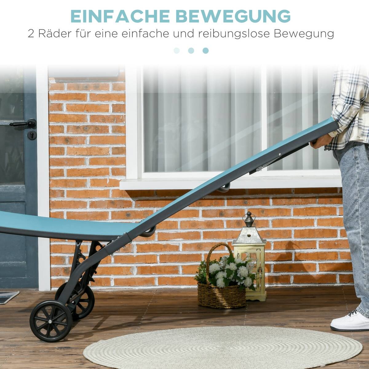 Outsunny Sonnenliege blau Aluminium B/H/L: ca. 165x102x66 cm