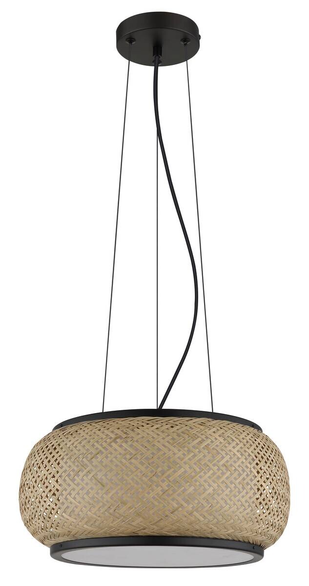 GLOBO Pendelleuchte natur mattschwarz Bambus Metall H/D: ca. 120x38 cm 1.0 Brennstellen