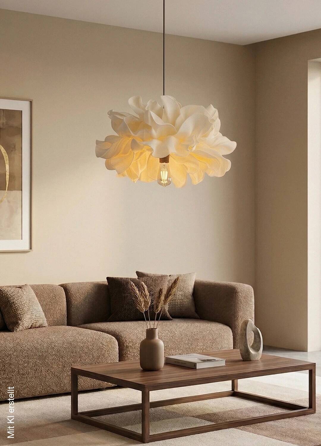 Pendelleuchte creme B/H/T/L: ca. 30x85x30x25 cm E27 1 Brennstellen