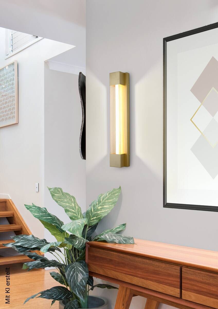 LED-Außenwandleuchte klar gold B/H/T/L: ca. 12x60x8,5x8,5 cm