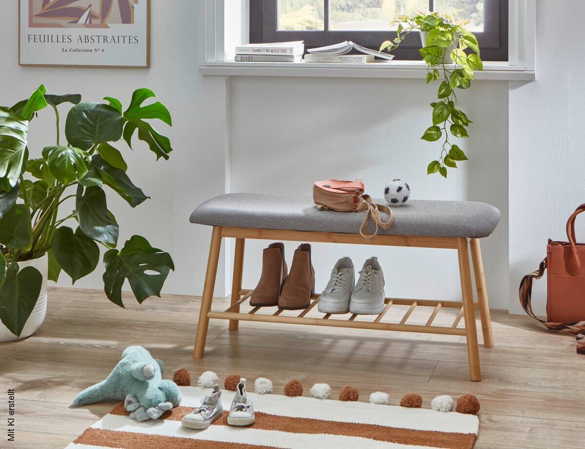 Sitzbank natur grau B/H/T: ca. 90x45x34 cm