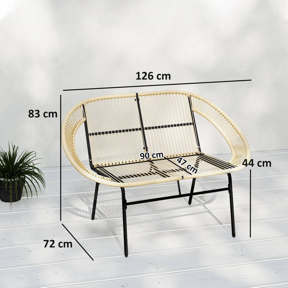 Outsunny Gartenbank khaki Polyethylen B/H/L: ca. 72x83x126 cm