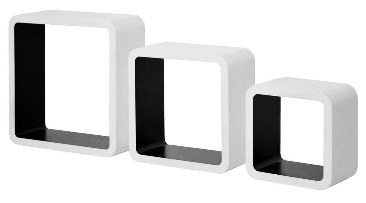 Wandregal Cubo weiß lackiert schwarz lackiert