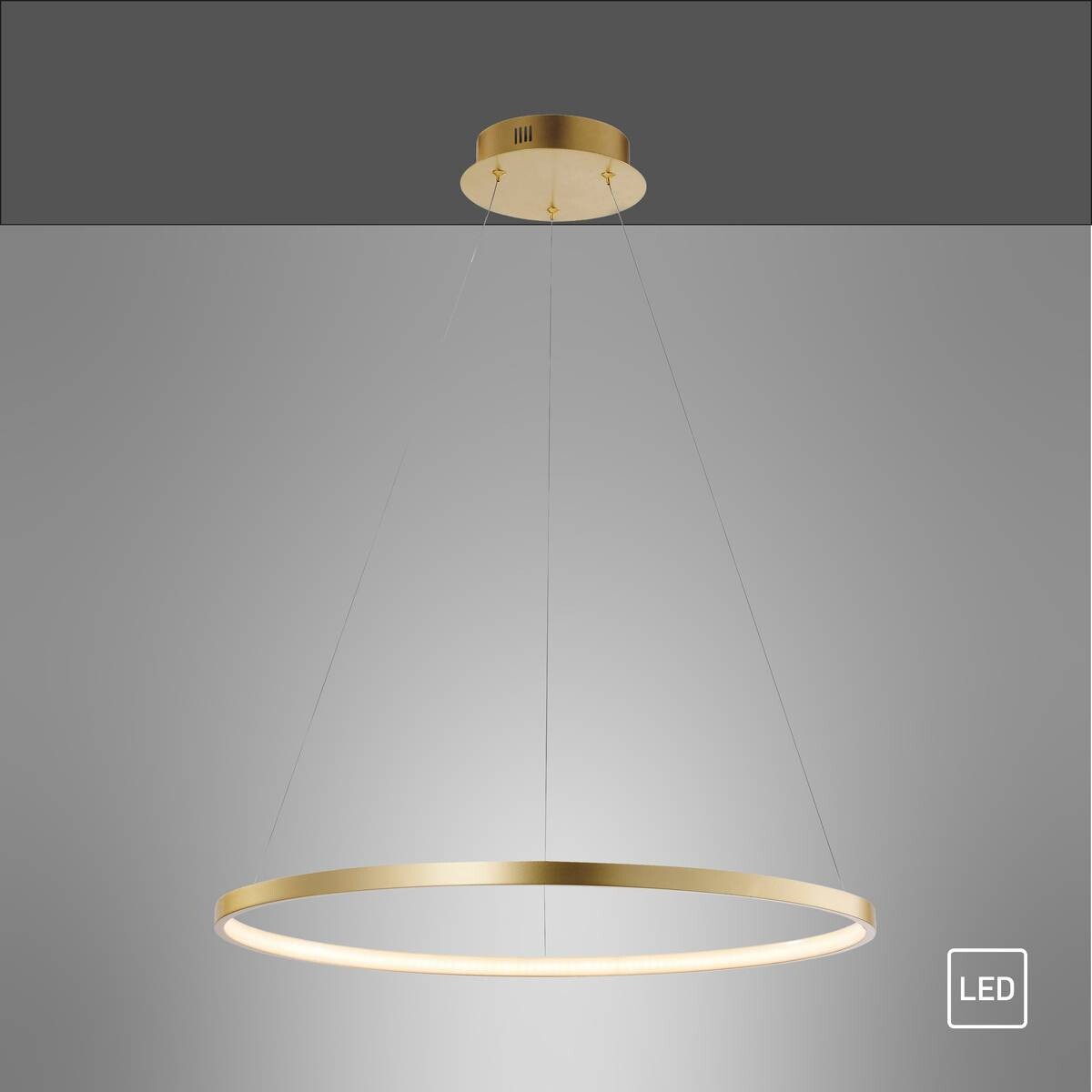 Just Light LED-Pendelleuchte CIRCLE 11524-12 weiß gold Kunststoff Metall H/D: ca. 120x60 cm 1 Brennstellen