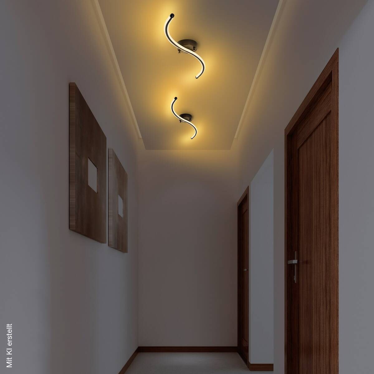 Opviq LED-Deckenleuchte schwarz Metall B/H/T: ca. 67x5x10 cm