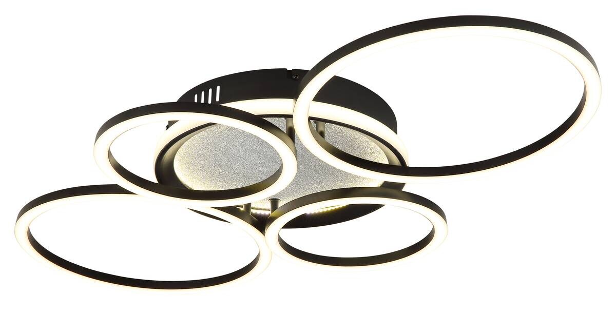 GLOBO LED-Deckenleuchte Alvis schwarz silber Metall Kunststoff B/H/T: ca. 72,2x10x51,7 cm