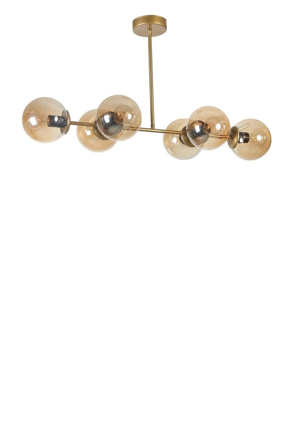 Pendelleuchte gold braun schwarz Glas Metall B/H/T/L: ca. 15x65x15x90 cm E27 1 Brennstellen