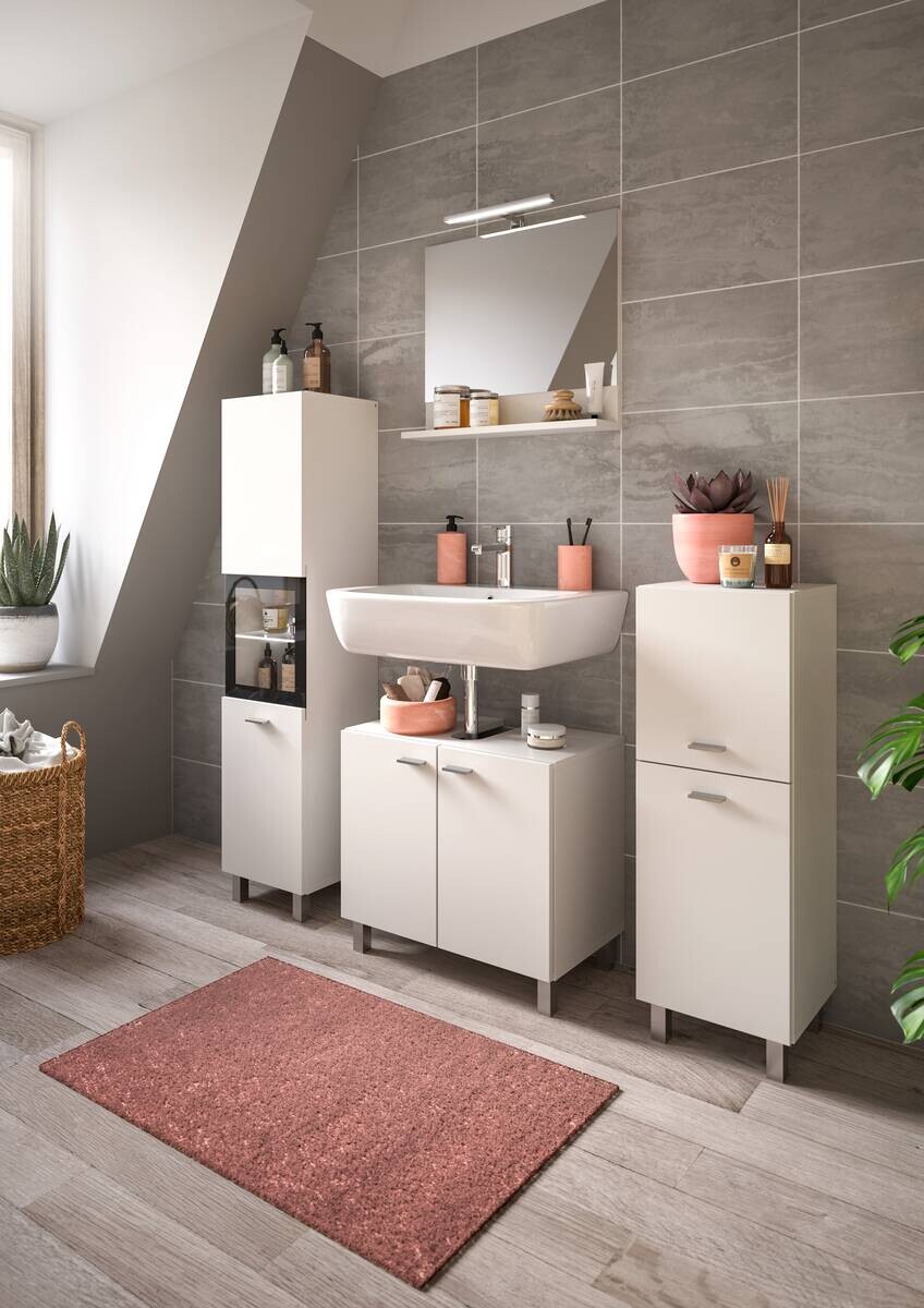 Badezimmer-Set BOSTON weiß schwarz B/H/T: ca. 137x186x33 cm