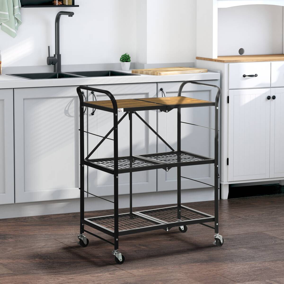 HOMCOM Rollwagen braun MDF B/H/L: ca. 35x68x85 cm