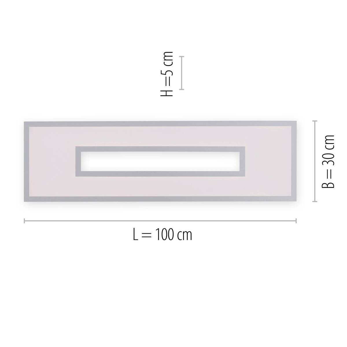 Just Light LED-Deckenleuchte RECESS 11647-16 weiß grau Kunststoff Metall B/H/T: ca. 30x5x100 cm 1 Brennstellen