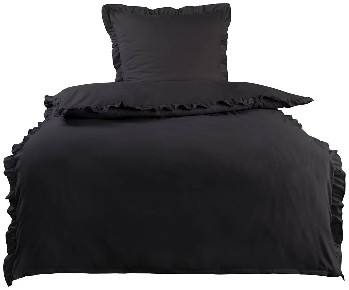 Microfaser Bettwäsche schwarz 100% Polyester B/L: ca. 135x200 cm
