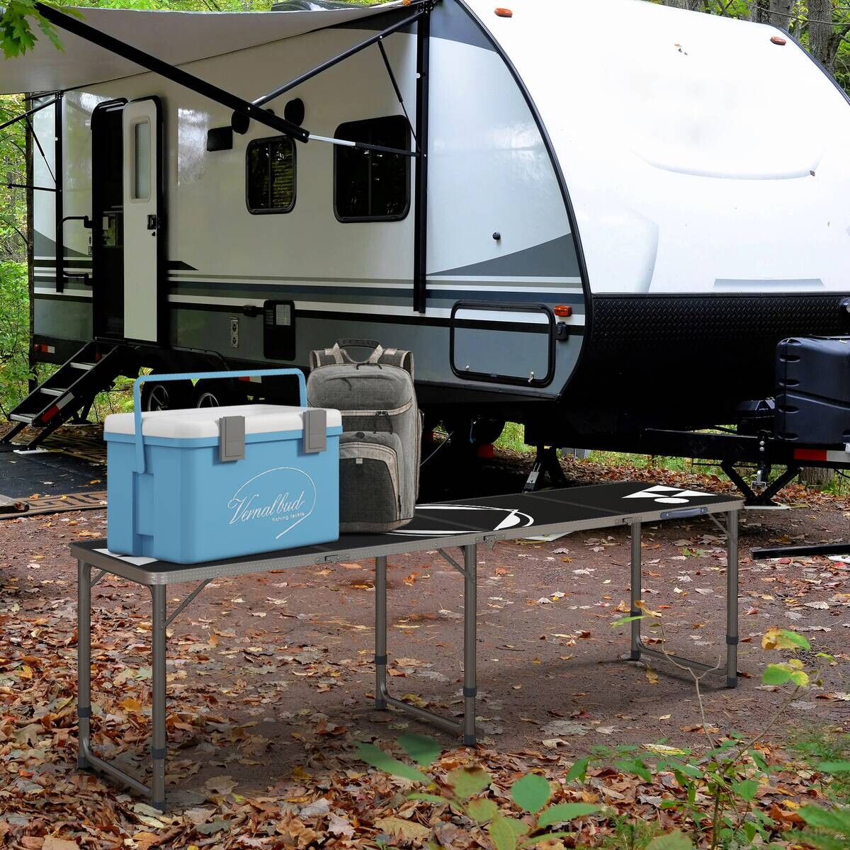 Outsunny Bierpong-Tisch schwarz Aluminium B/H/L: ca. 60x240x70 cm