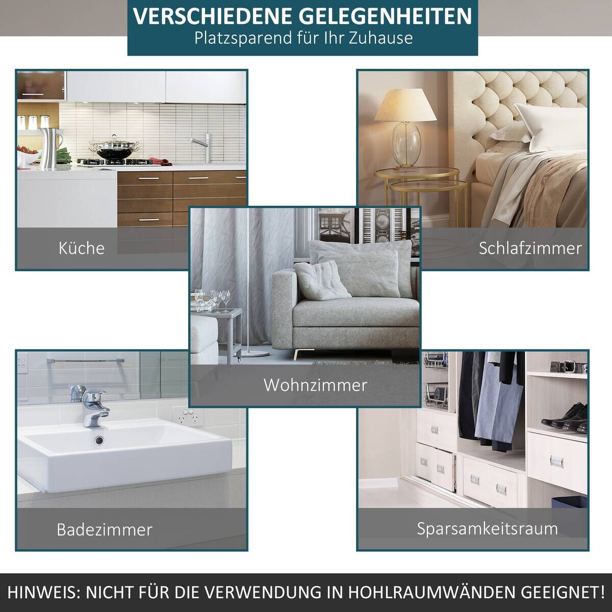 HOMCOM Schiebetür-Beschlagsatz 2 tlg.