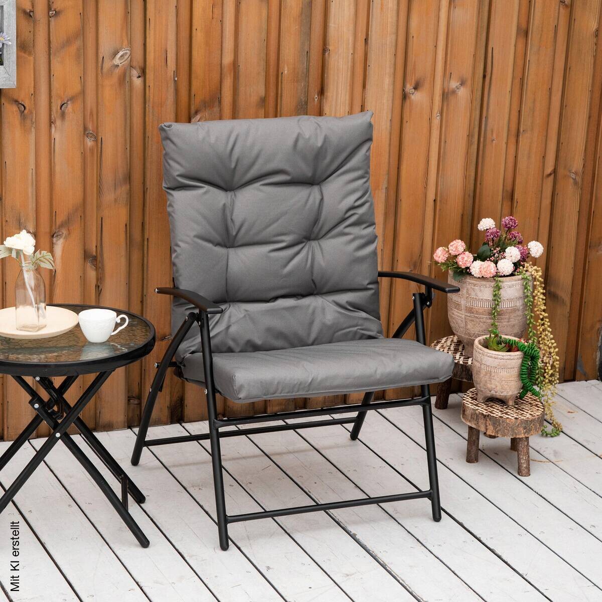 Outsunny Campingstuhl grau Metall B/H/L: ca. 65x94x65 cm