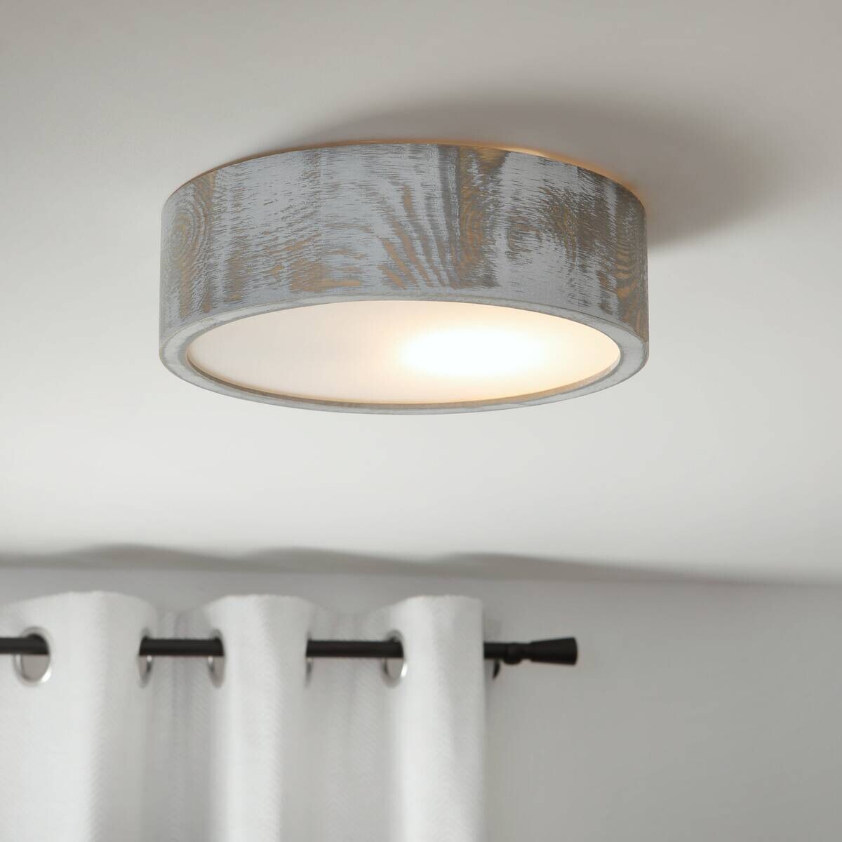 Lamkur Deckenleuchte hellbraun weiß Glas Holz B/H/L: ca. 28,5x12x28,5 cm 1 Brennstellen