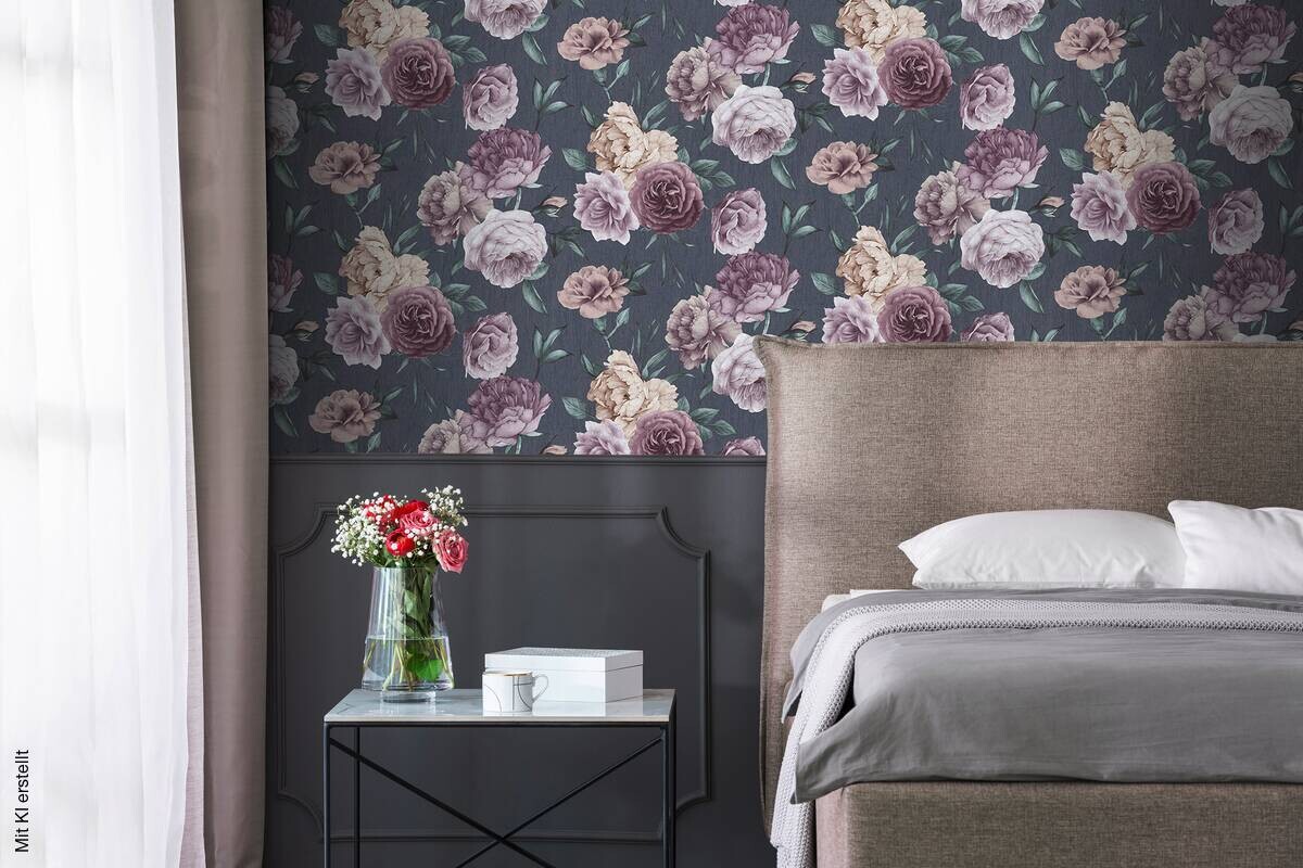 UGEPA Papiertapete Rosen grau rosa B/L: ca. 53x1005 cm
