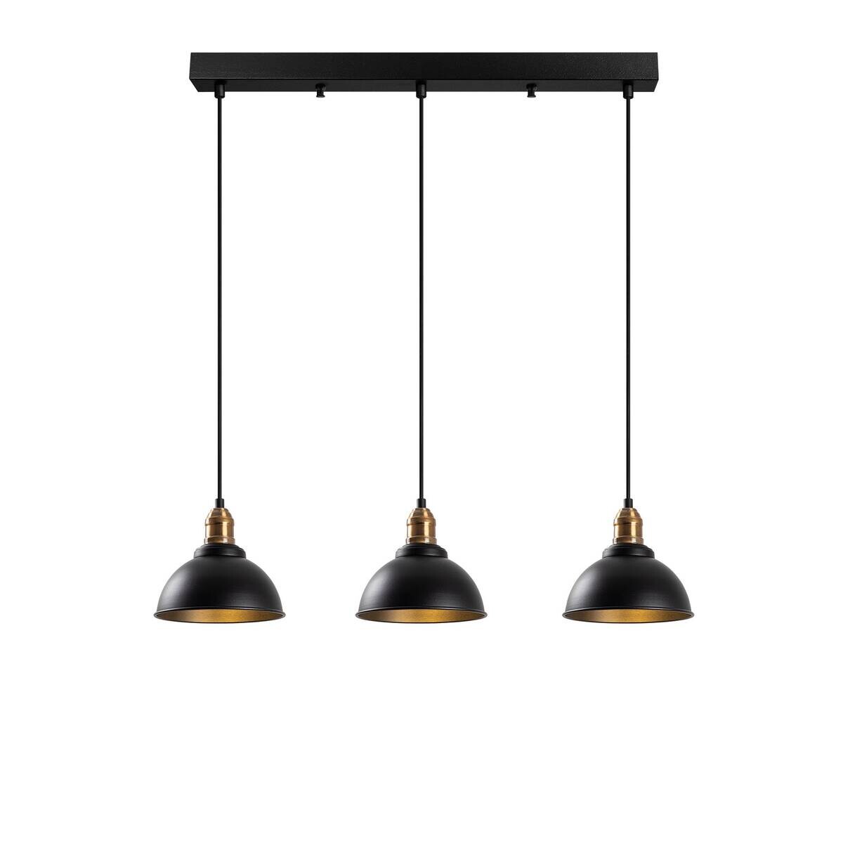 Opviq Pendelleuchte Varzan bronze schwarz Metall B/H/T/L/D: ca. 21x117x21x70x21 cm E27 3 Brennstellen