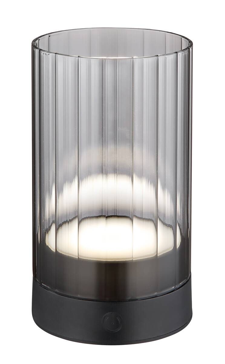 GLOBO LED-Tischleuchte Pixy schwarz Rauch Glas H/D: ca. 14x8 cm