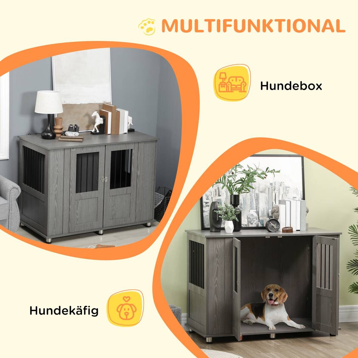 PawHut Hunde-Zubehör grau Spanplatte B/H/L: ca. 60x116x87 cm