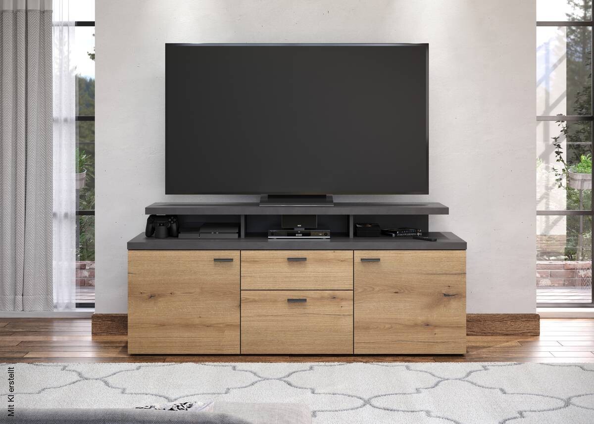 TV-Lowboard Mood Eiche Evoke Coast Nachbildung Matera Nachbildung B/H/T: ca. 151x66x47 cm