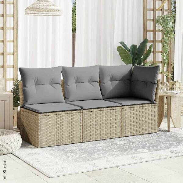 vidaXL Gartensessel beige Kunststoff B/H/L: ca. 62x69x55 cm