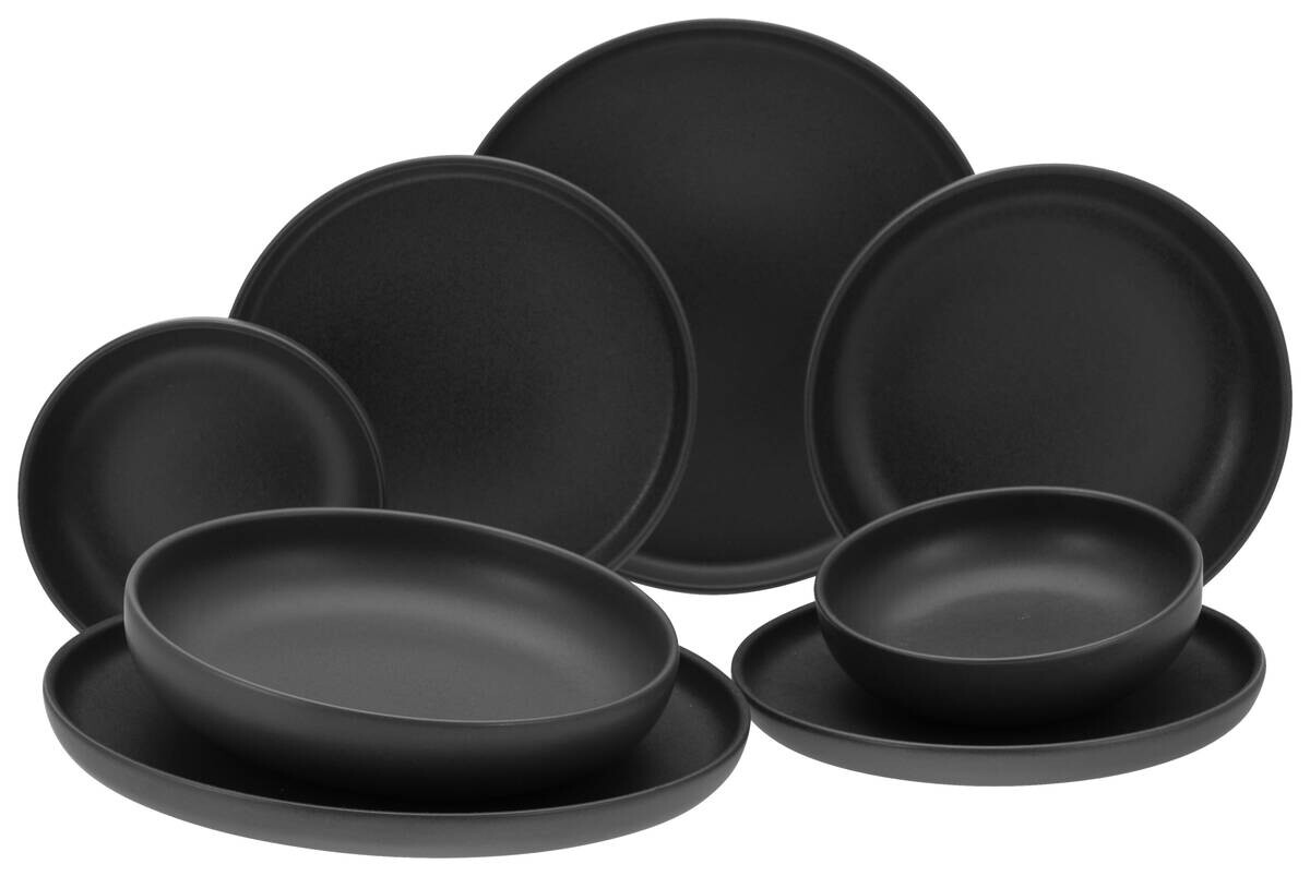 CreaTable Tafelservice Uno Black schwarz Steinzeug 8 tlg.