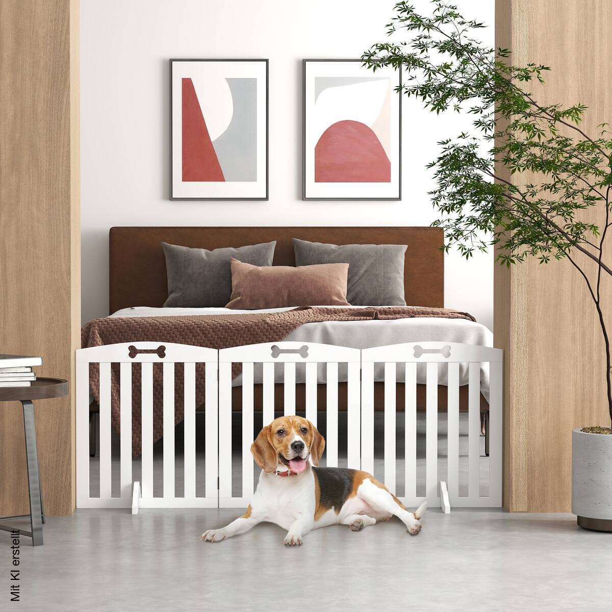 PawHut Hundegitter weiß MDF B/H/L: ca. 30x61x155 cm