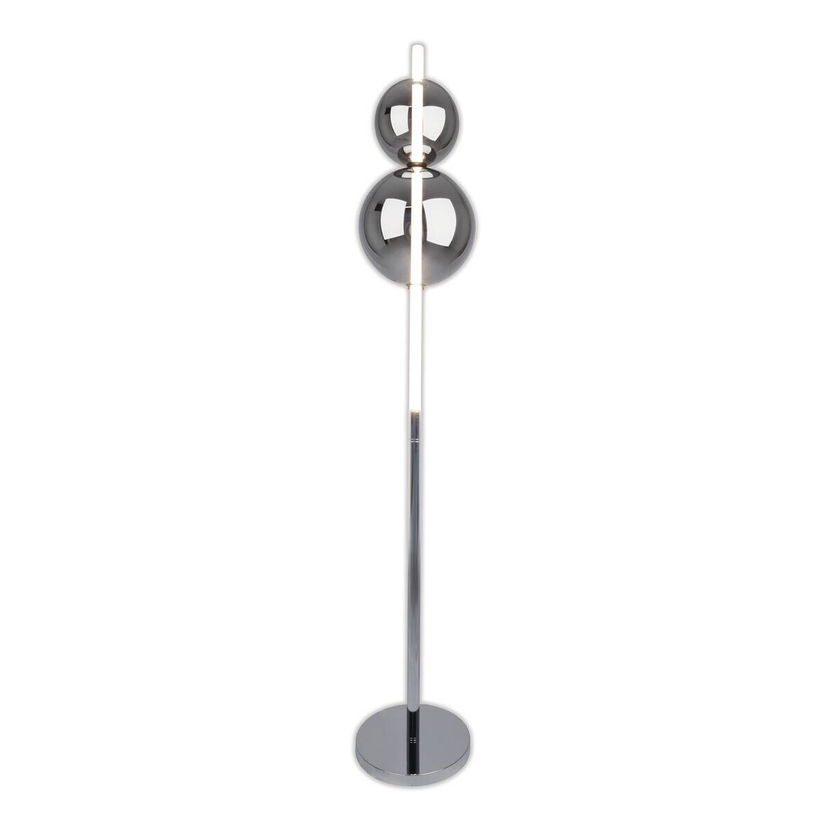 Näve Leuchten Stehlampe 2072042 Chrom Rauch Metall Glas H/D: ca. 149,7x25 cm