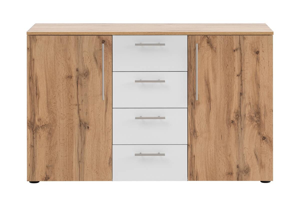 Kommode Jonna Eiche Landhaus Nachbildung weiß B/H/T: ca. 130x84x41 cm