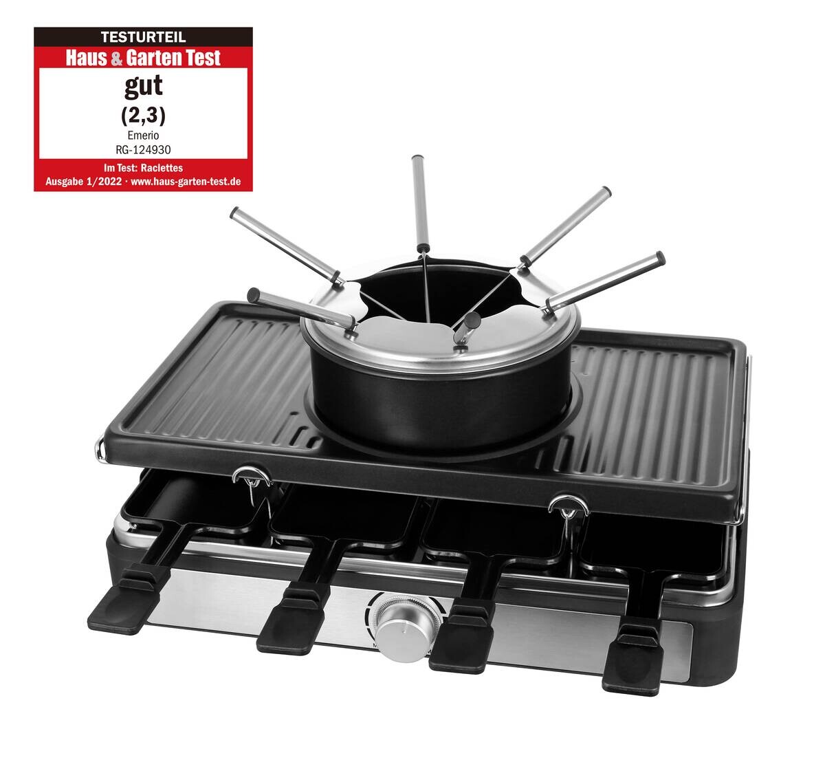 Emerio Raclette-Grill-Fondue-Kombi RG-124930 schwarz B/H/L: ca. 27x16,5x44 cm